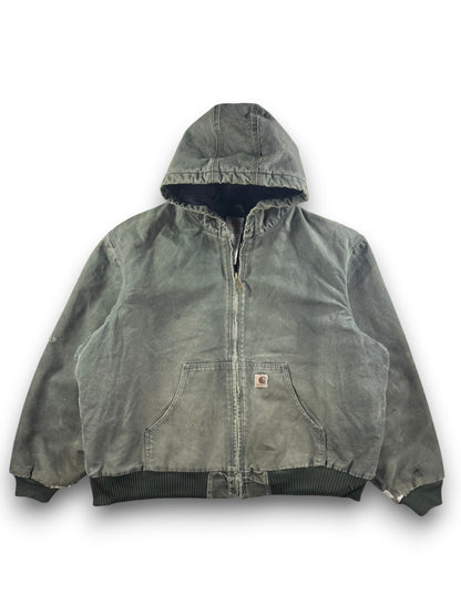 Vintage Carhartt J130 MOS Green Active Jacket Duck Canvas Quilt Lined Size 2XL