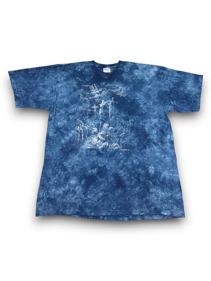 Vintage Jesus Crucifixion Art Gustave Doré Isaiah 53:5 Tie-Dye Jesus Tee (XL)