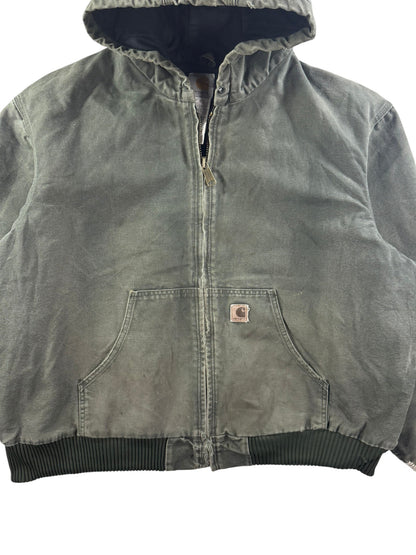 Vintage Carhartt J130 MOS Green Active Jacket Duck Canvas Quilt Lined Size 2XL