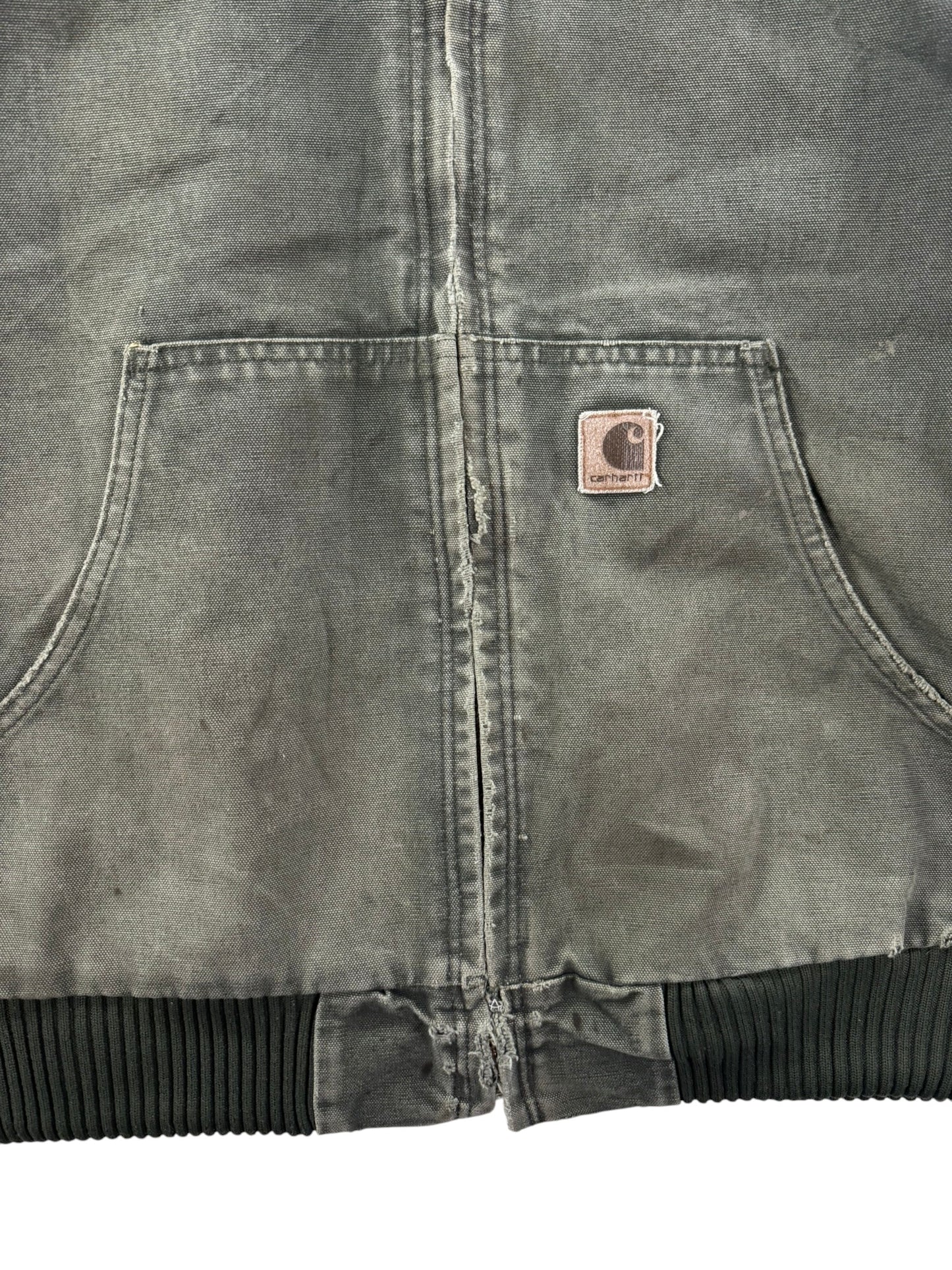 Vintage Carhartt J130 MOS Green Active Jacket Duck Canvas Quilt Lined Size 2XL