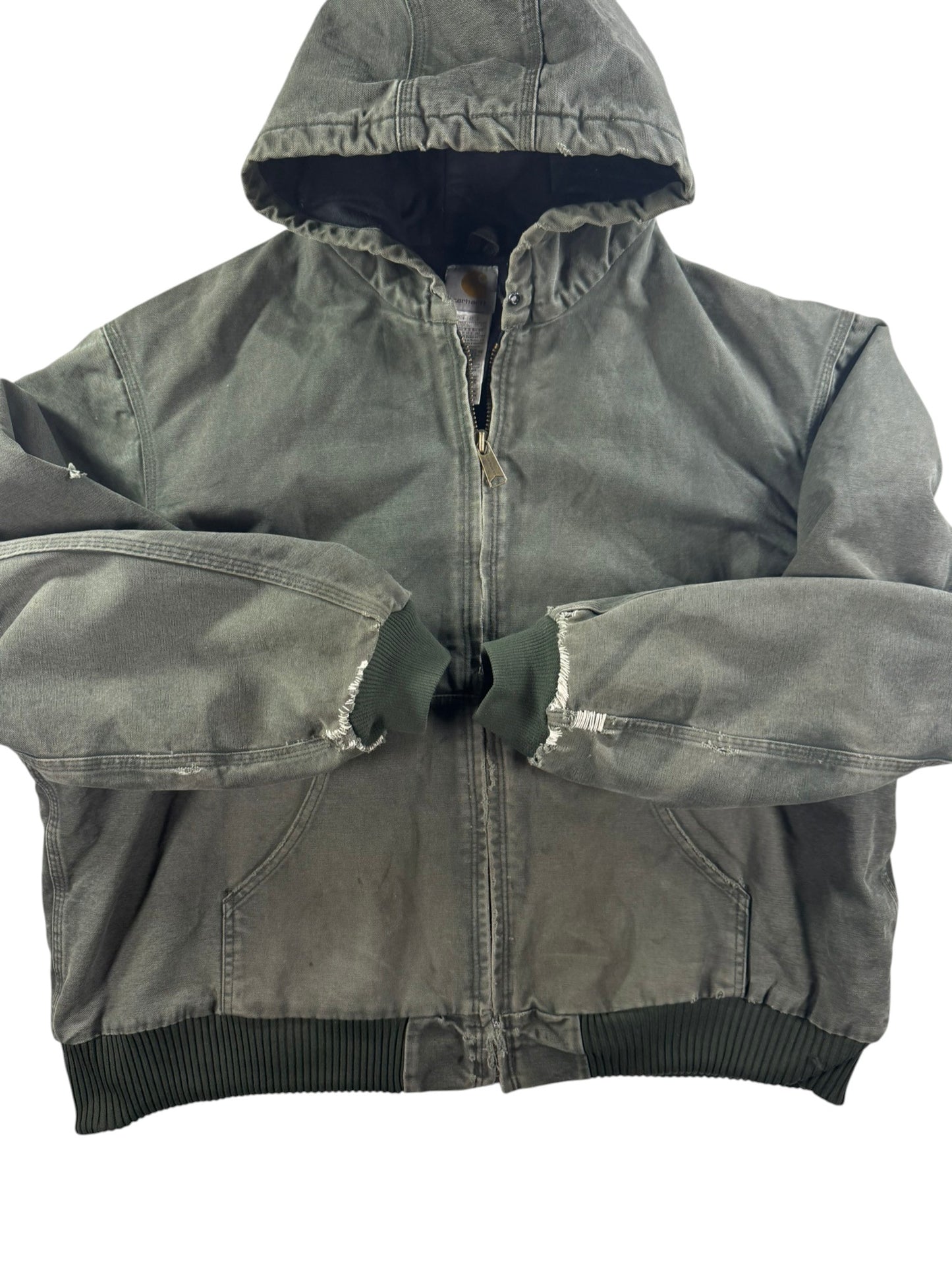Vintage Carhartt J130 MOS Green Active Jacket Duck Canvas Quilt Lined Size 2XL