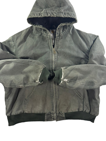 Vintage Carhartt J130 MOS Green Active Jacket Duck Canvas Quilt Lined Size 2XL