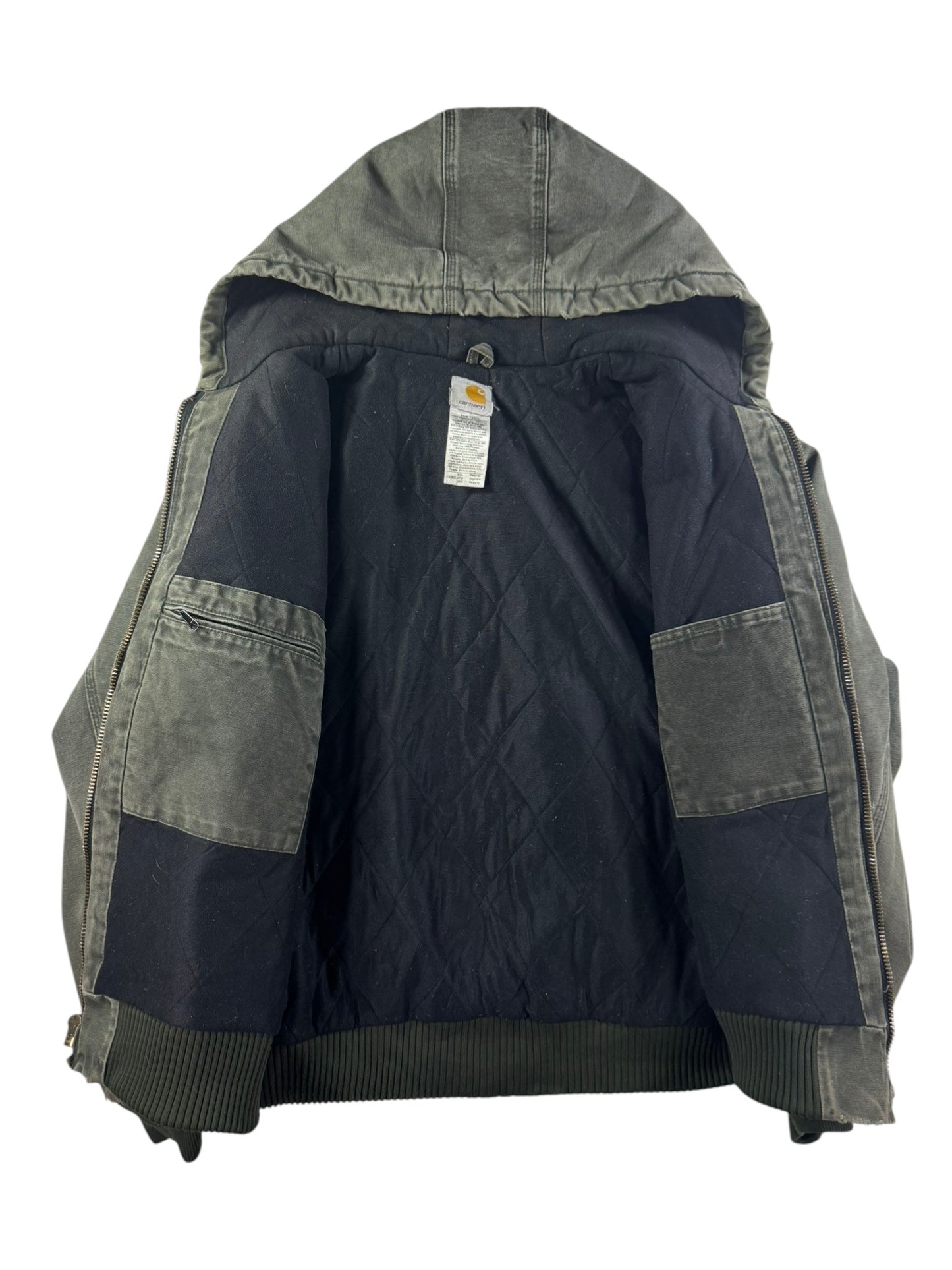Vintage Carhartt J130 MOS Green Active Jacket Duck Canvas Quilt Lined Size 2XL