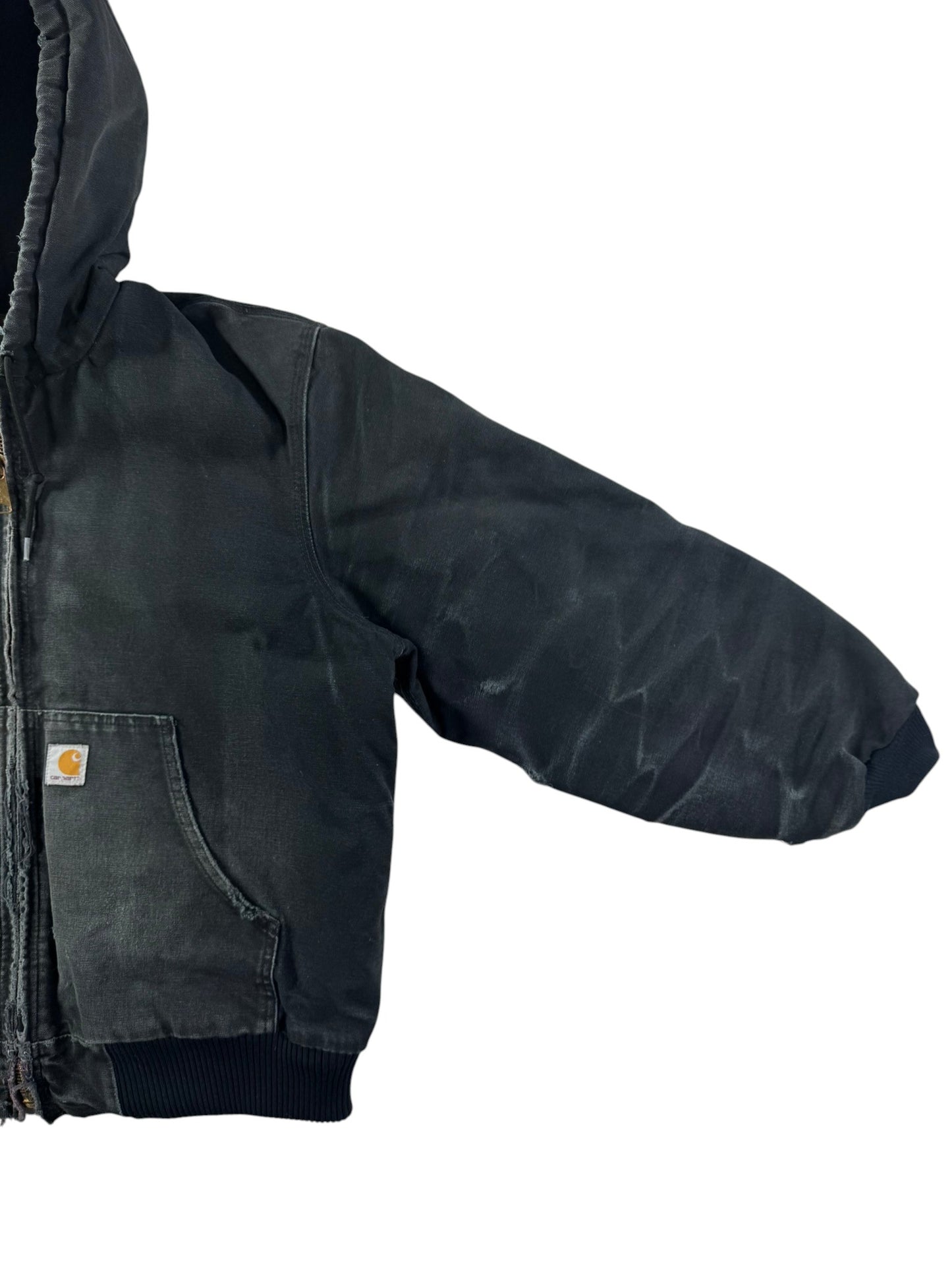 Carhartt J130 BLK Faded Distressed Duck Active Jacket Quilt Lined Men's Large