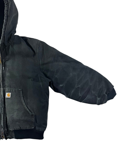 Carhartt J130 BLK Faded Distressed Duck Active Jacket Quilt Lined Men's Large