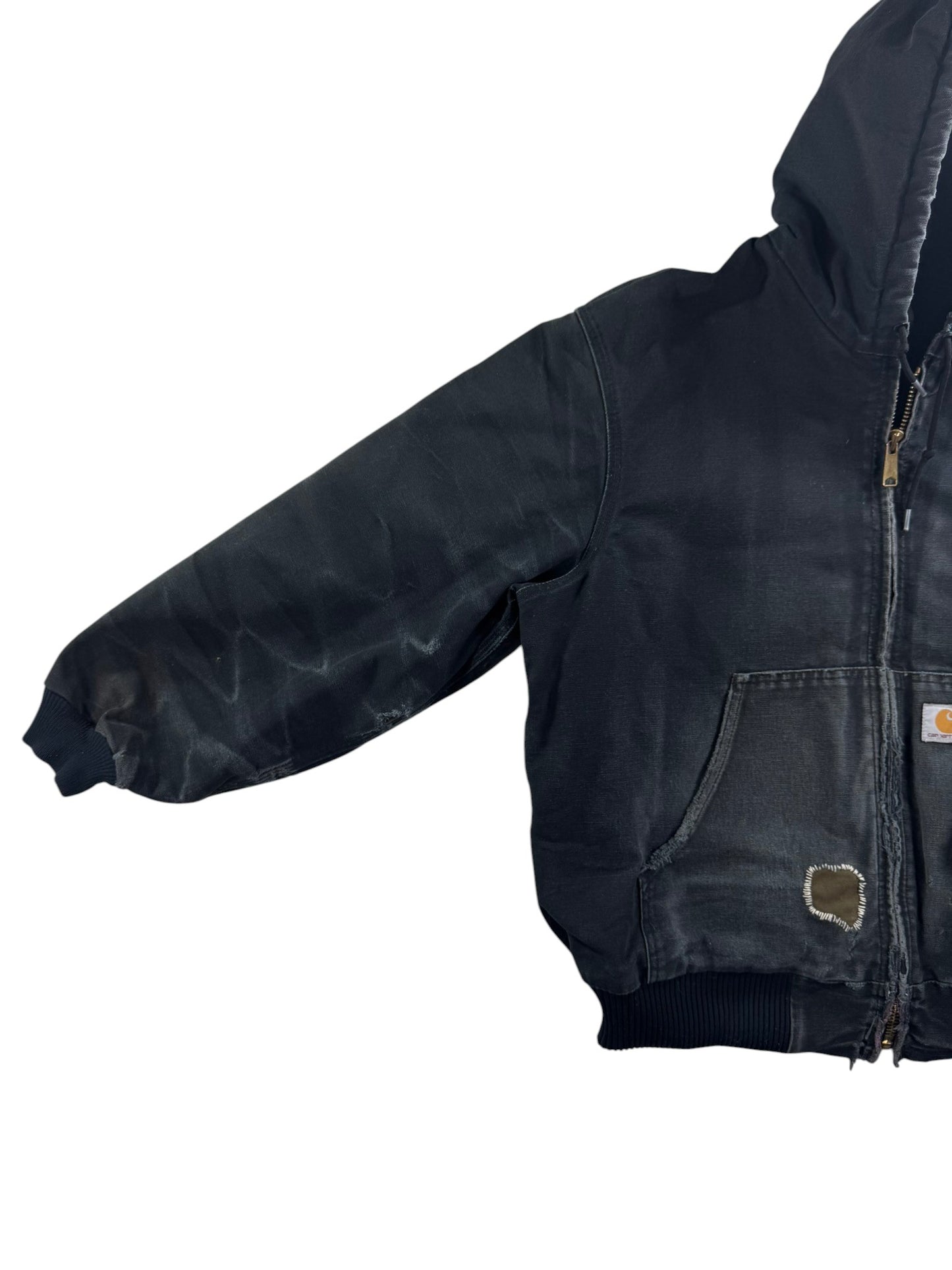 Carhartt J130 BLK Faded Distressed Duck Active Jacket Quilt Lined Men's Large