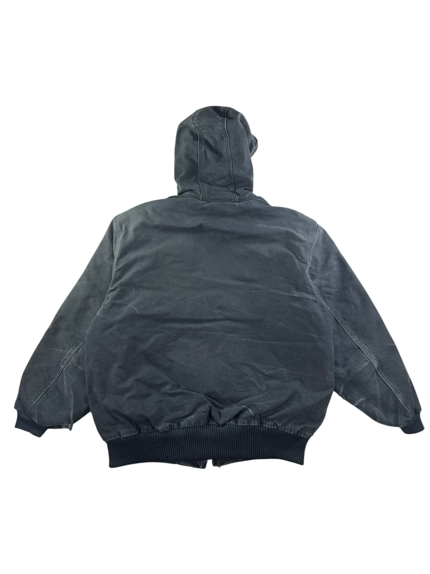 Carhartt J130 BLK Faded Distressed Duck Active Jacket Quilt Lined Men's Large