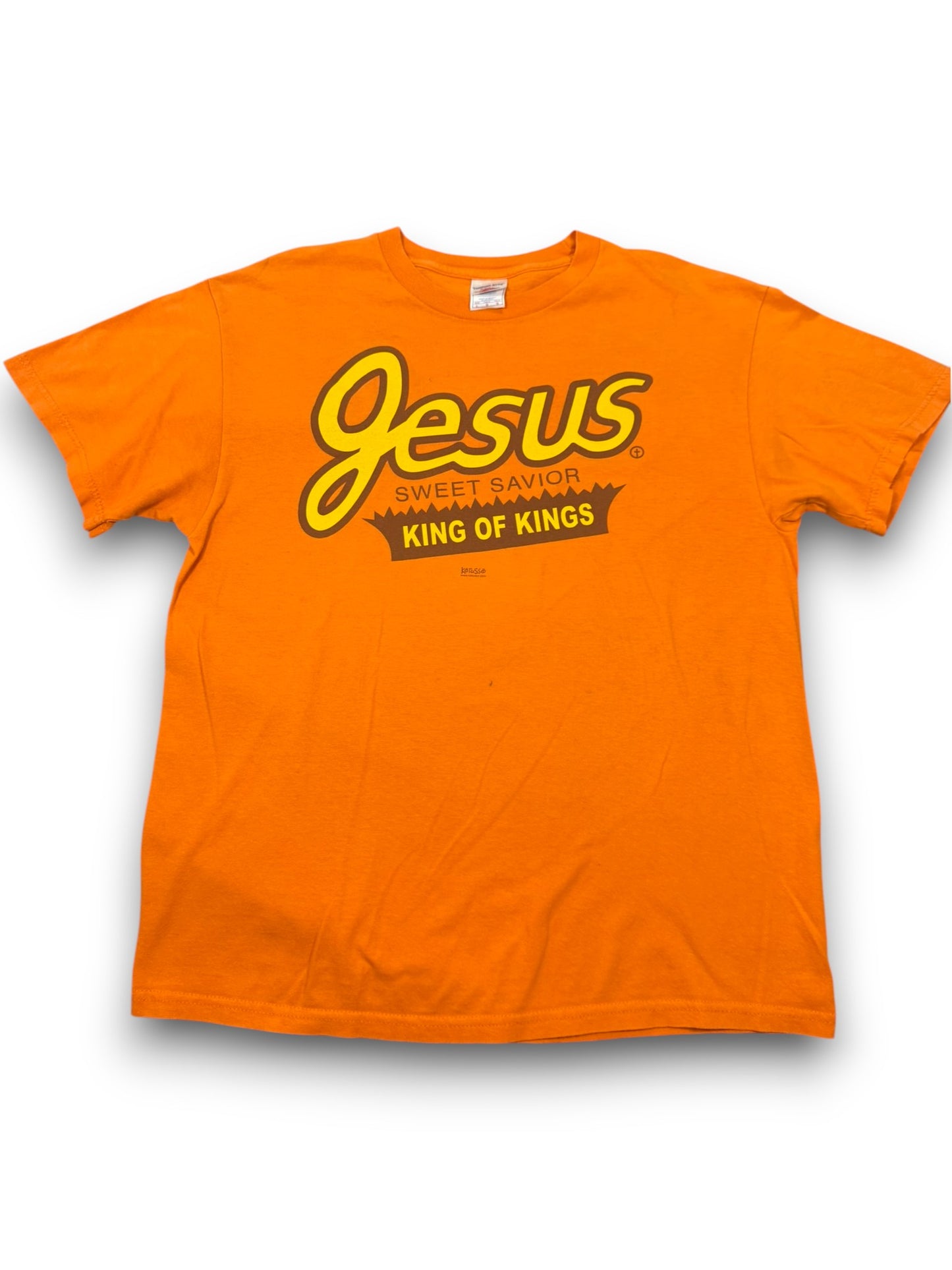 Vintage “Sweet Savior – King of Kings” Reese's Peanut Butter Cup Parody Jesus Tee (L)