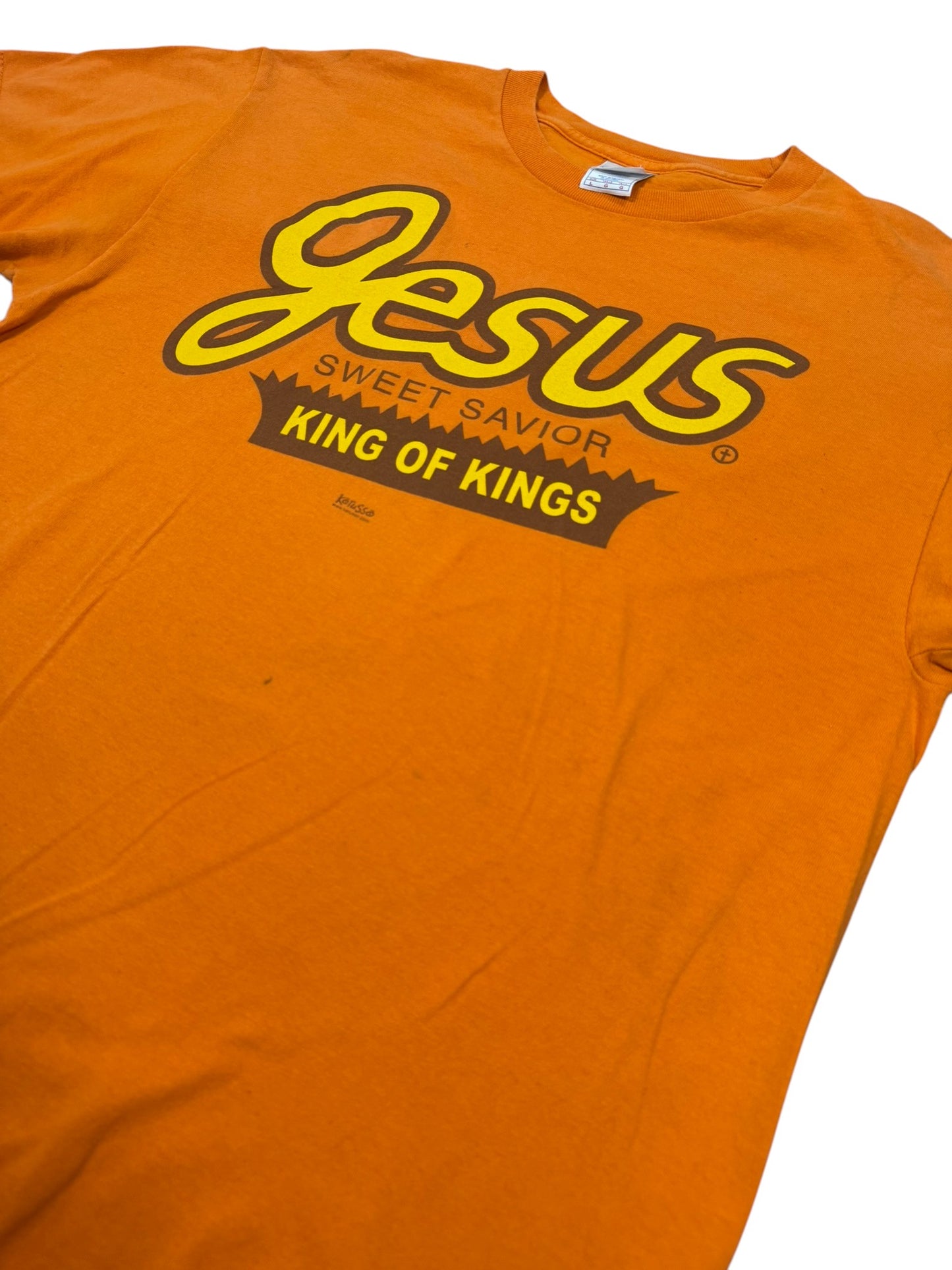 Vintage “Sweet Savior – King of Kings” Reese's Peanut Butter Cup Parody Jesus Tee (L)