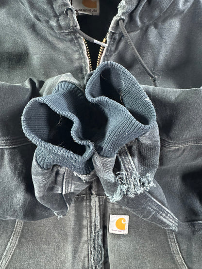 Carhartt J130 BLK Faded Distressed Duck Active Jacket Quilt Lined Men's Large
