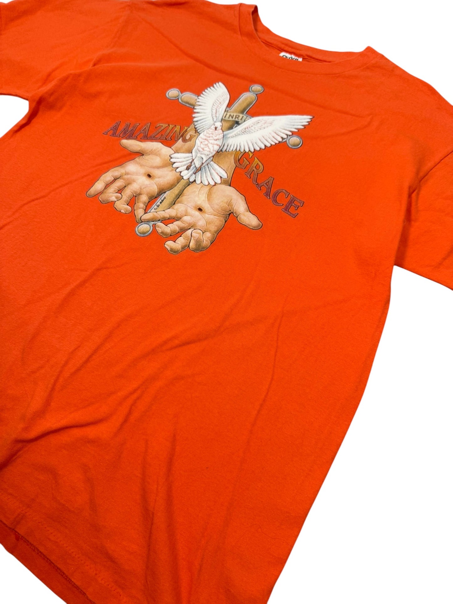 Vintage Amazing Grace Jesus Hands Jesus Tee (L)
