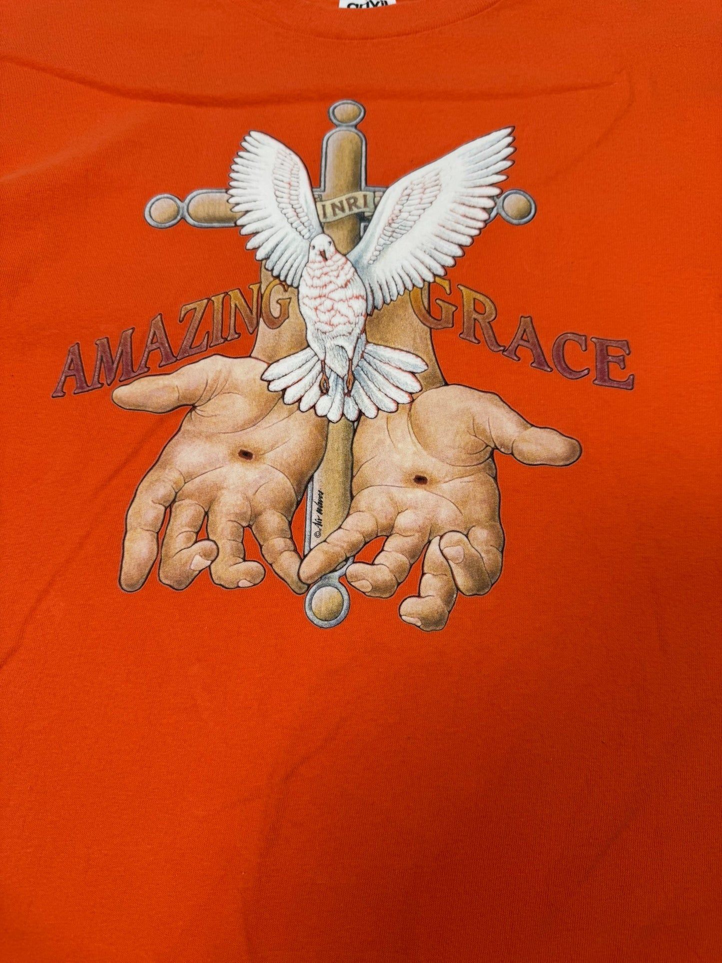 Vintage Amazing Grace Jesus Hands Jesus Tee (L)