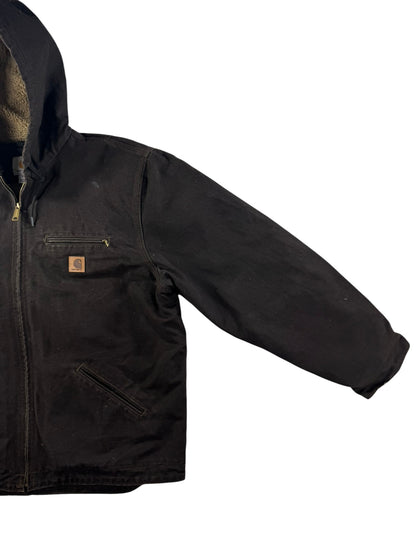 Carhartt J141 Sierra Jacket Hooded Sherpa Lined Full Zip Brown Workwear Mens  XL