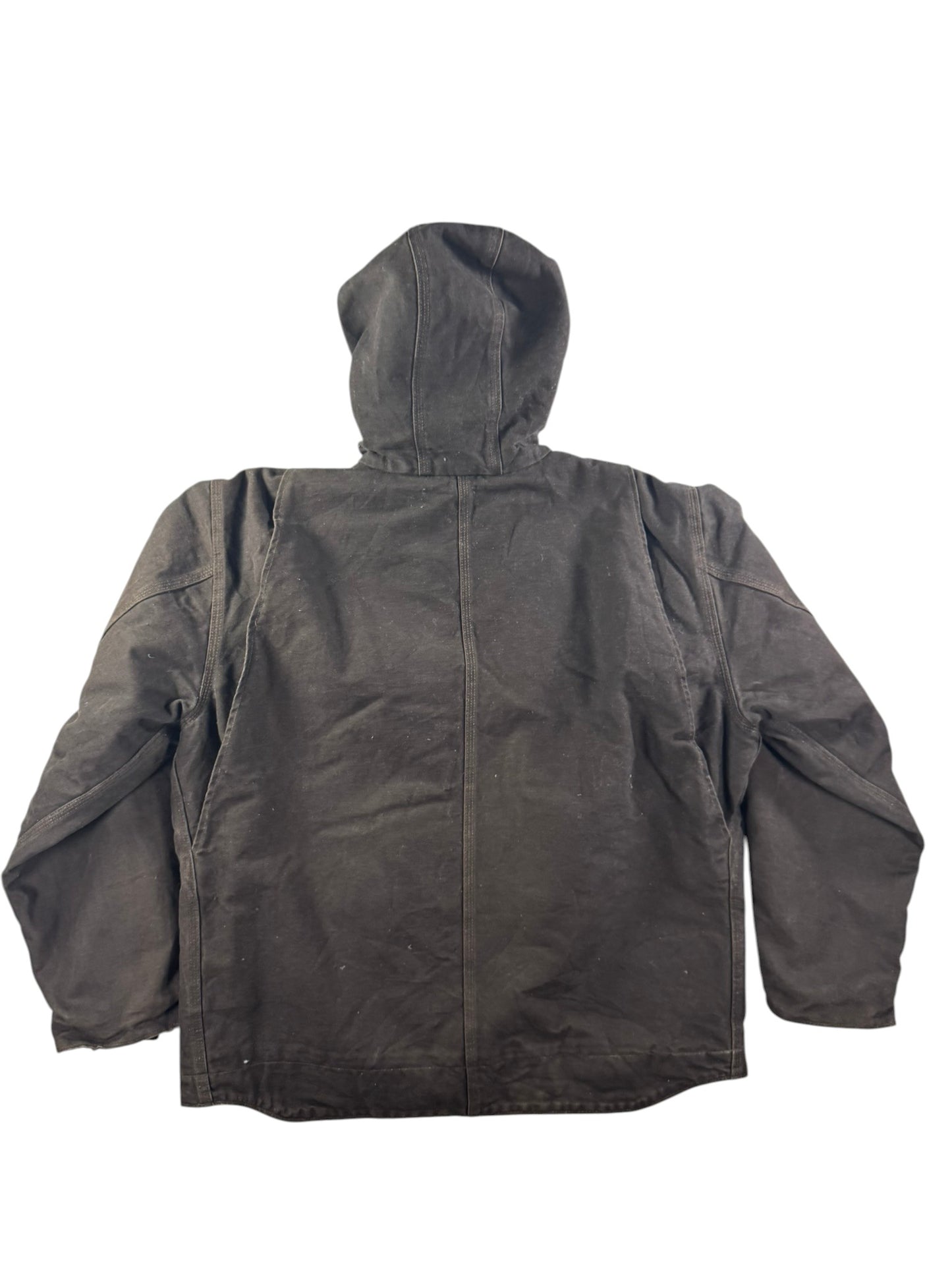 Carhartt J141 Sierra Jacket Hooded Sherpa Lined Full Zip Brown Workwear Mens  XL