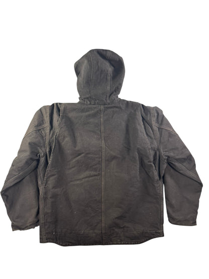 Carhartt J141 Sierra Jacket Hooded Sherpa Lined Full Zip Brown Workwear Mens  XL