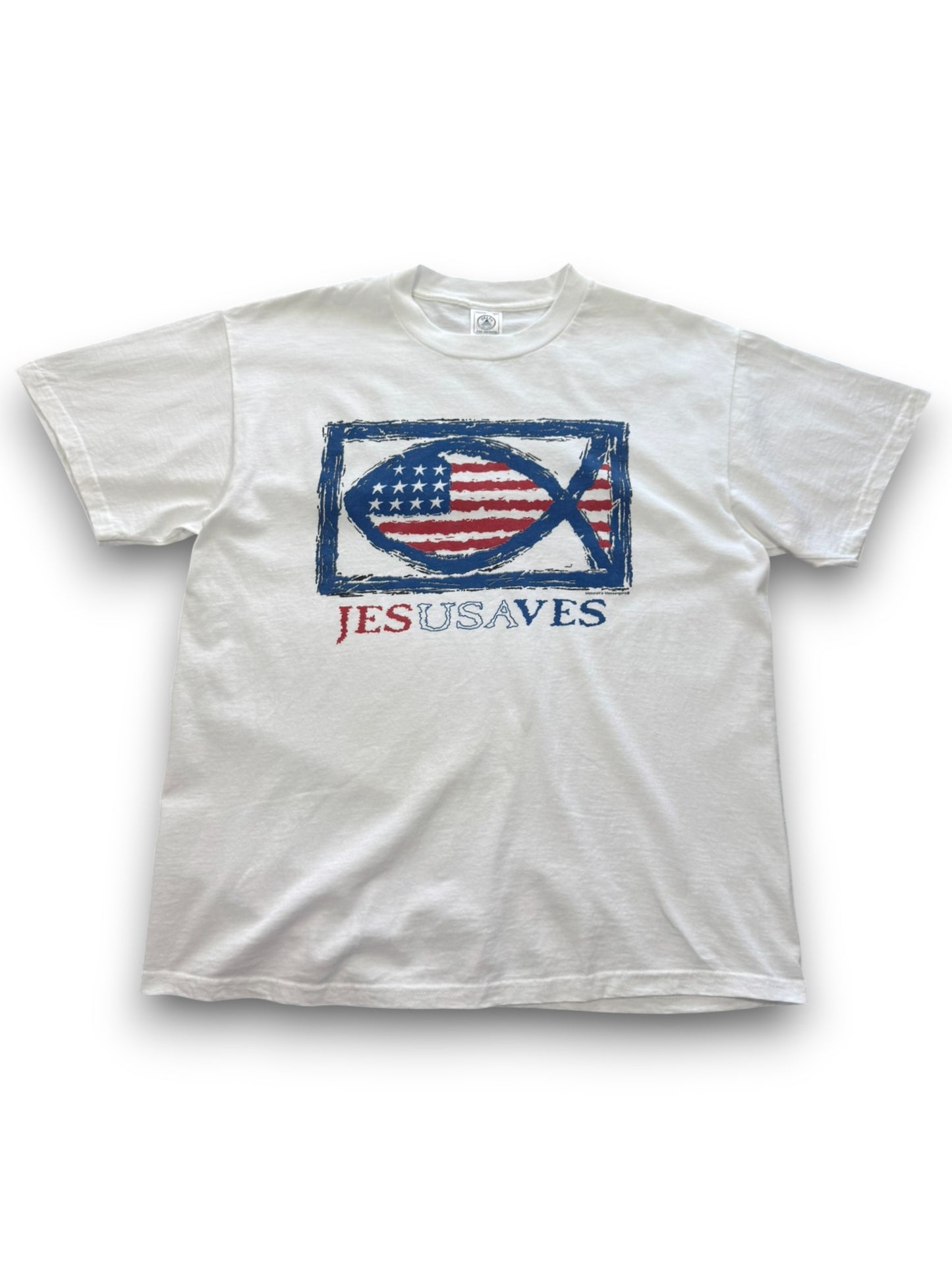 Vintage “Jesus Saves” USA Fish Graphic Tee (L)