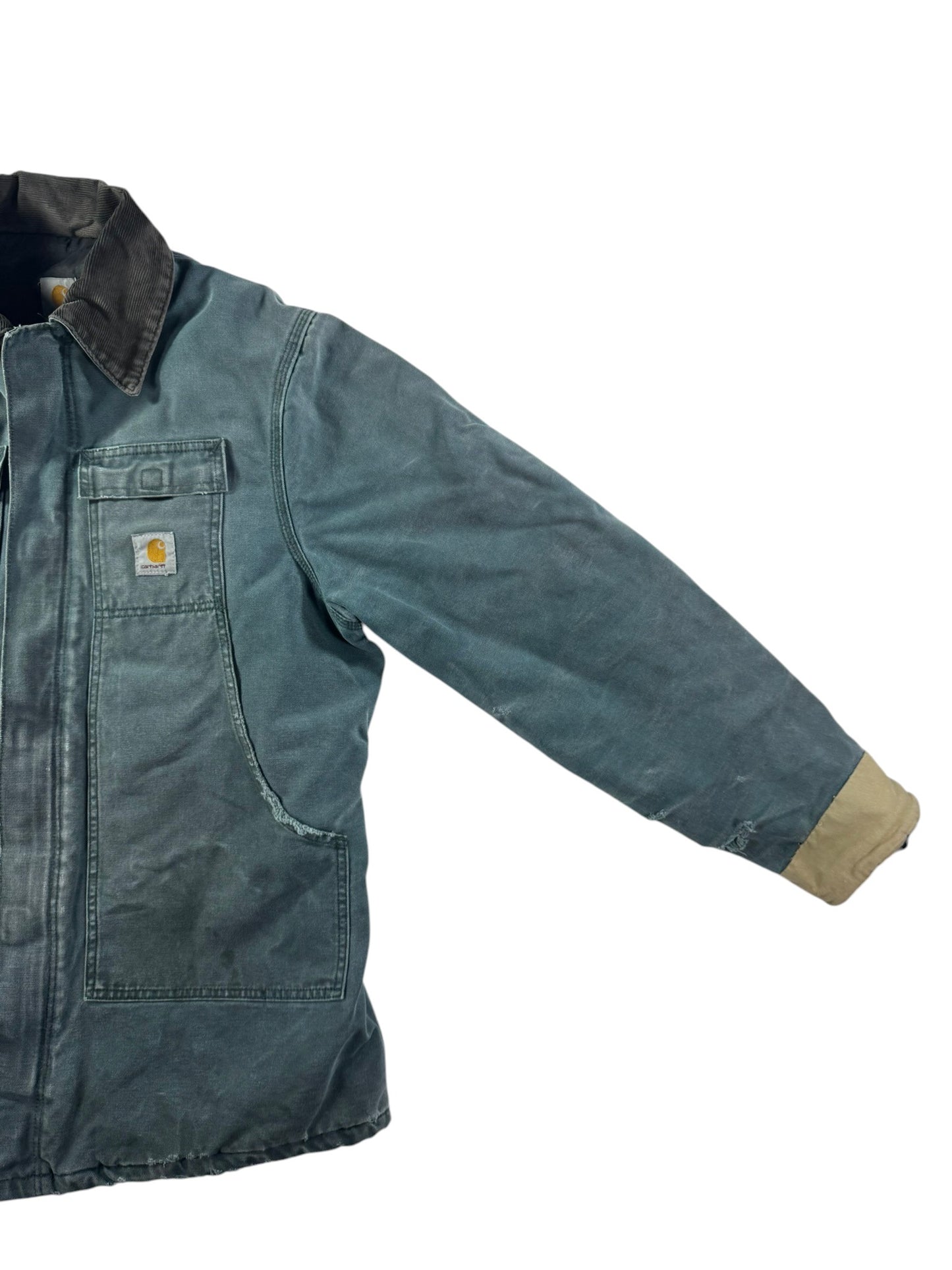 Vintage Carhartt C26 HTG Canvas Duck Artic Traditional Coat Faded Green Mens XL