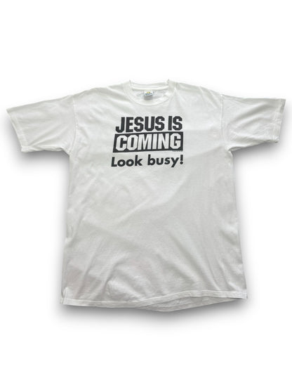 Vintage Single Stitch JESUS IS COMING - Look busy! Graphic Tee (L)