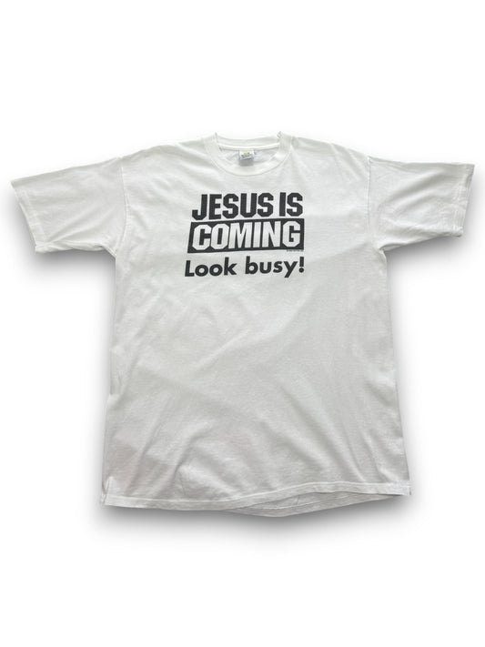 Vintage Single Stitch JESUS IS COMING - Look busy! Graphic Tee (L)