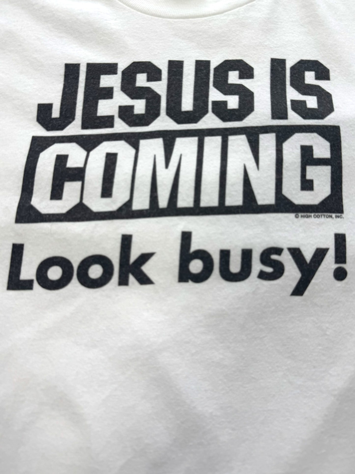 Vintage Single Stitch JESUS IS COMING - Look busy! Graphic Tee (L)