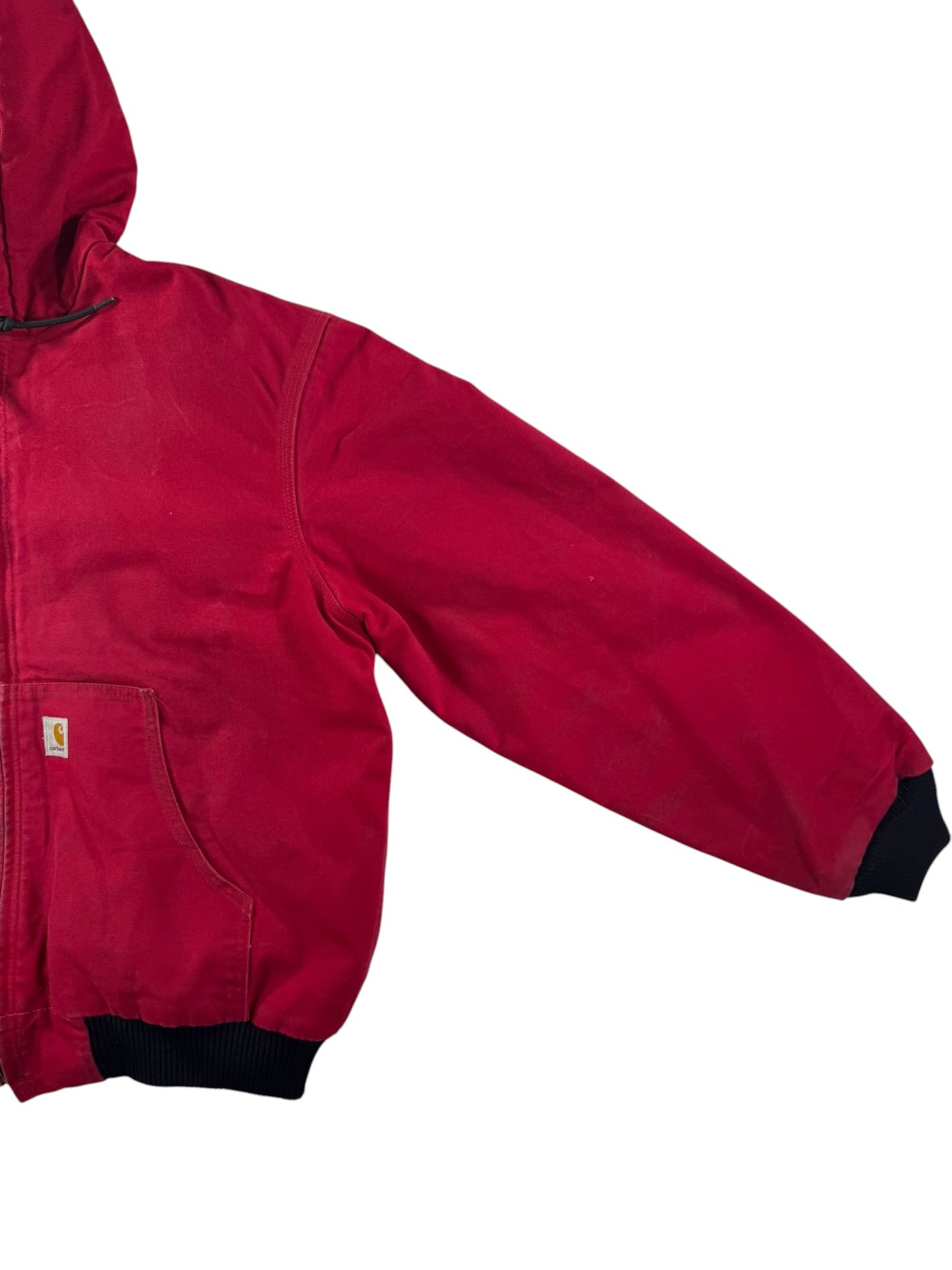 Carhartt J140 Red Canvas Active Bomber Jacket Hooded Workwear Men's Size  L