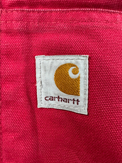 Carhartt J140 Red Canvas Active Bomber Jacket Hooded Workwear Men's Size  L