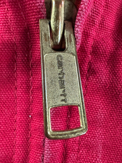 Carhartt J140 Red Canvas Active Bomber Jacket Hooded Workwear Men's Size  L