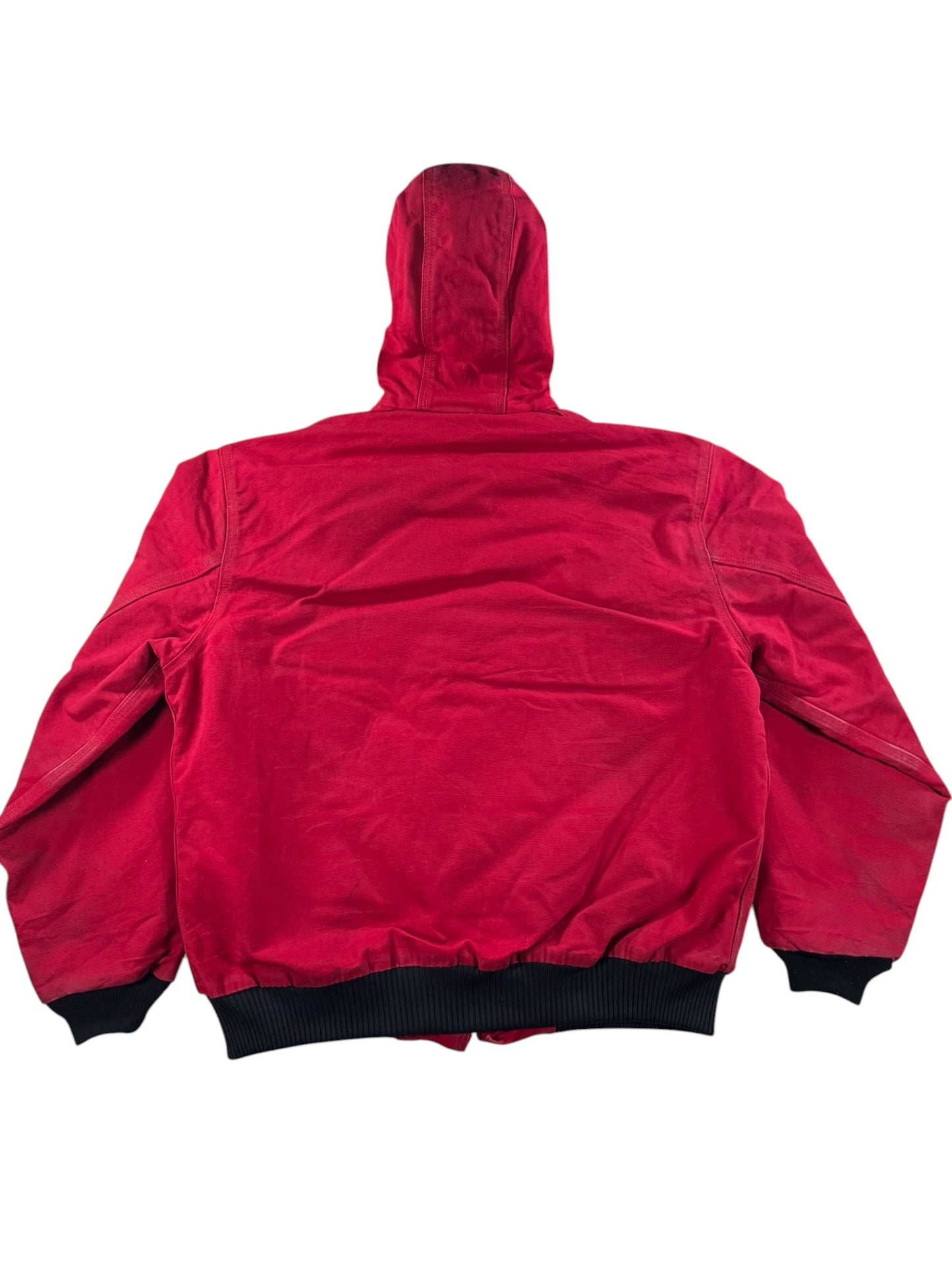 Carhartt J140 Red Canvas Active Bomber Jacket Hooded Workwear Men's Size  L