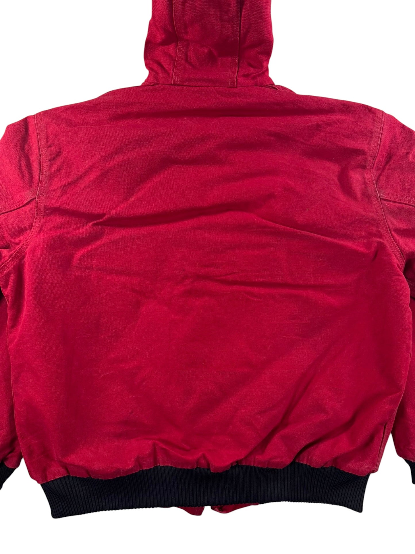 Carhartt J140 Red Canvas Active Bomber Jacket Hooded Workwear Men's Size  L