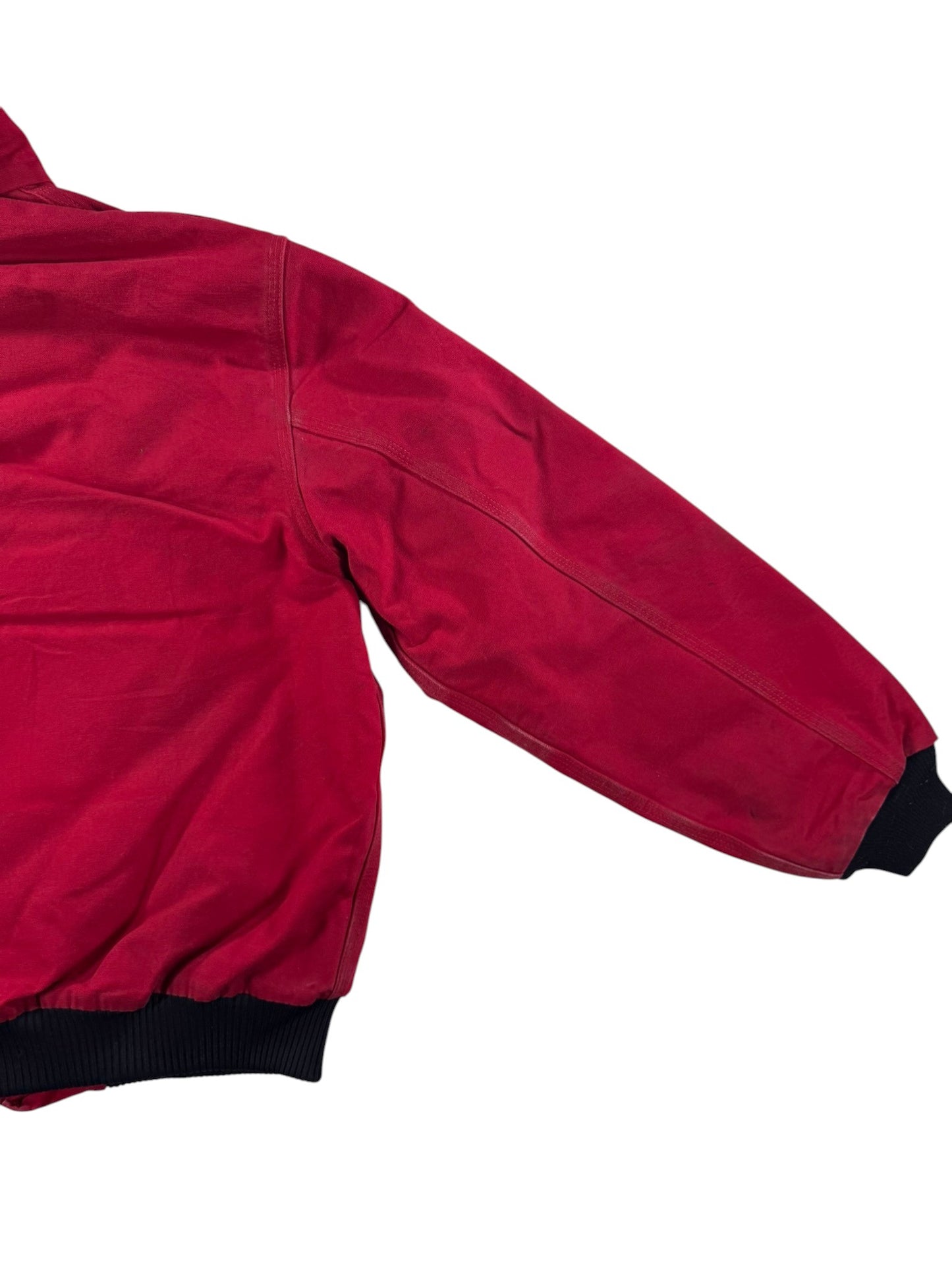 Carhartt J140 Red Canvas Active Bomber Jacket Hooded Workwear Men's Size  L