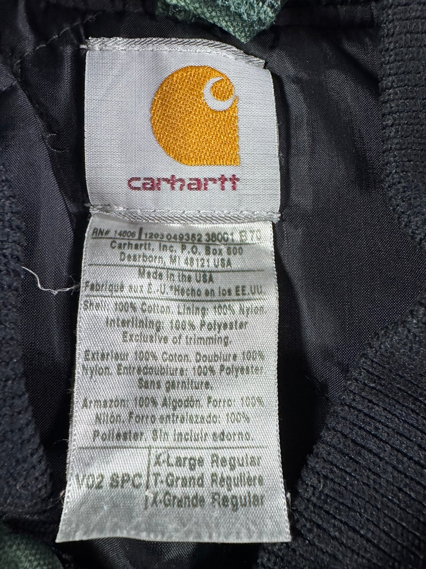 Vintage Carhartt Vest V02 SPC Spruce Dark Green Arctic Quilted Mens Sz XL USA