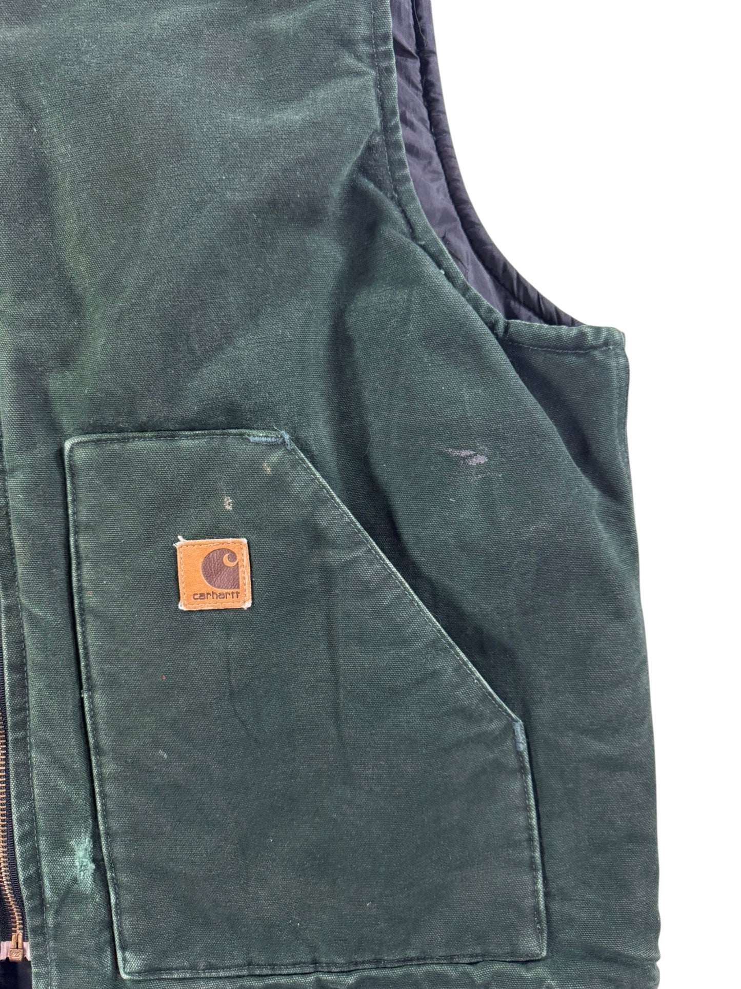 Vintage Carhartt Vest V02 SPC Spruce Dark Green Arctic Quilted Mens Sz XL USA