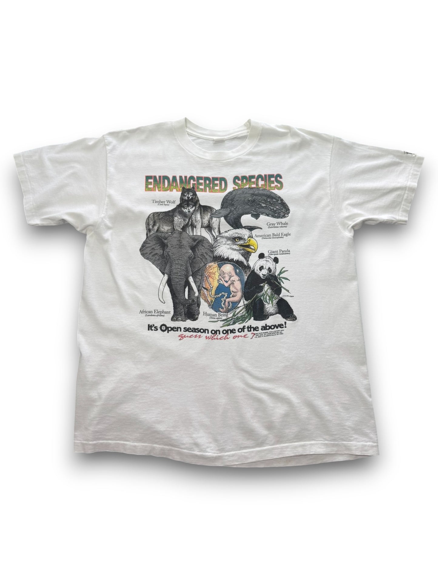 Vintage '92 Living Epistles Endangered Species Single Stitch Tee (XL)