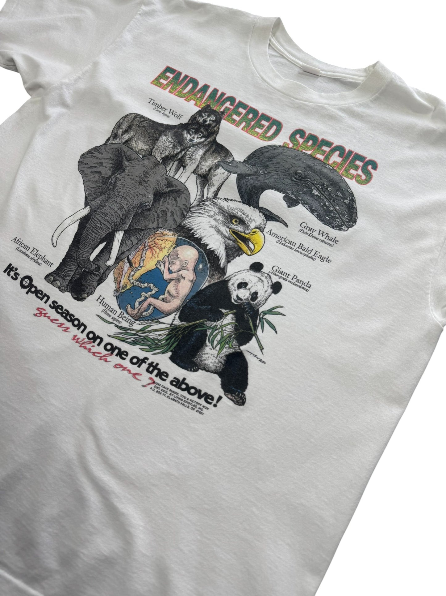 Vintage '92 Living Epistles Endangered Species Single Stitch Tee (XL)