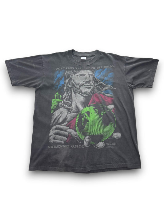 Vintage '93 Living Epistles “Who Holds the Future” Jesus Graphic Single Stitch Tee (XL)
