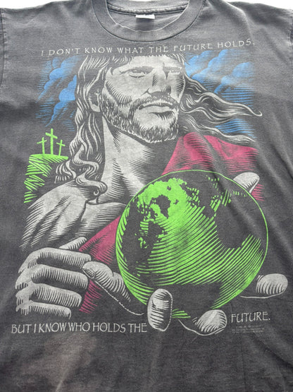 Vintage '93 Living Epistles “Who Holds the Future” Jesus Graphic Single Stitch Tee (XL)