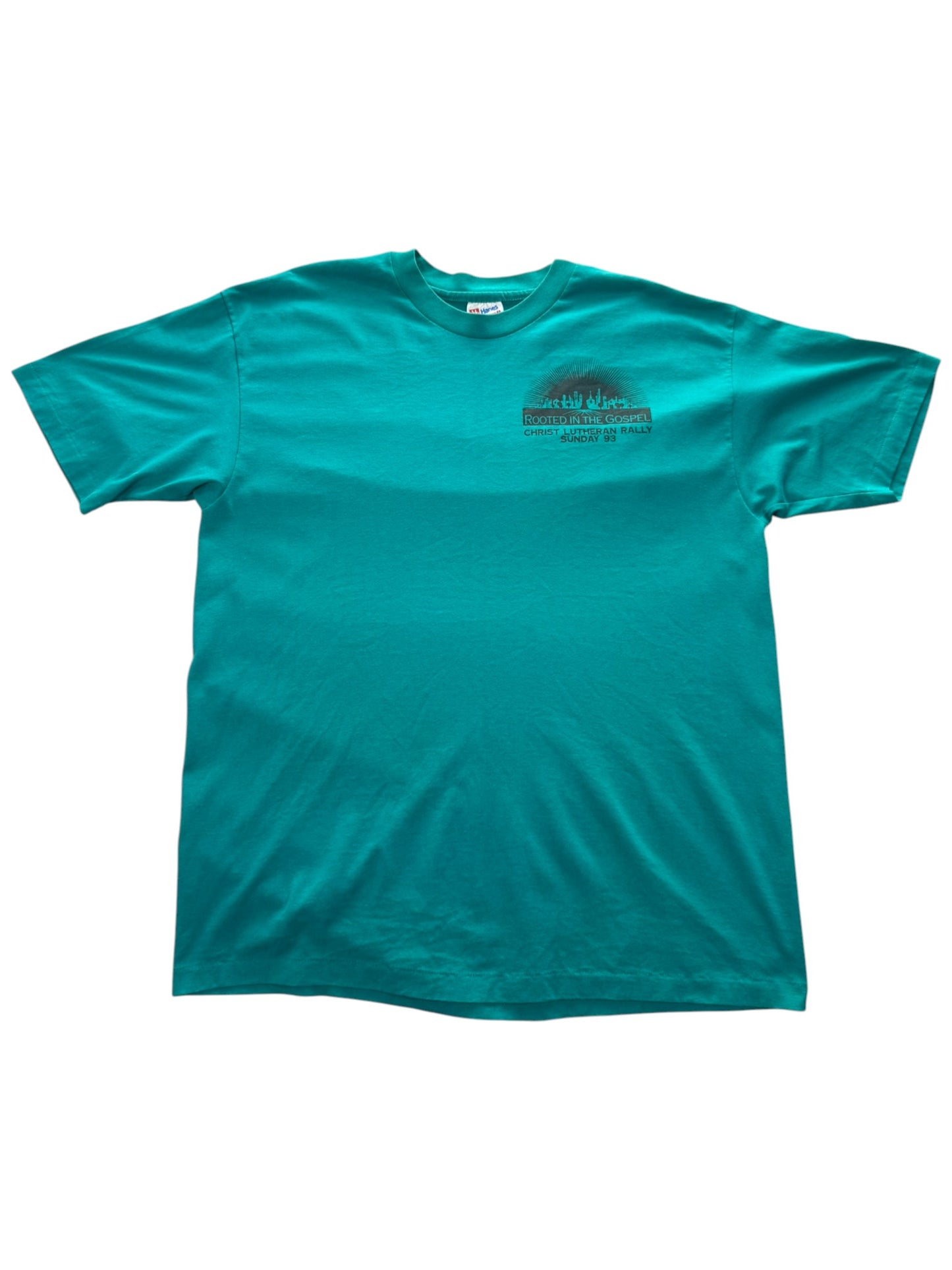 Vintage '93 Rooted in the Gospel Christ Lutheran Rally Tee (XL)