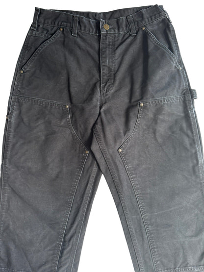 Carhartt B136 BLK  Duck Canvas Double Front Work Pants Black 31x32 (Fits 30x30)