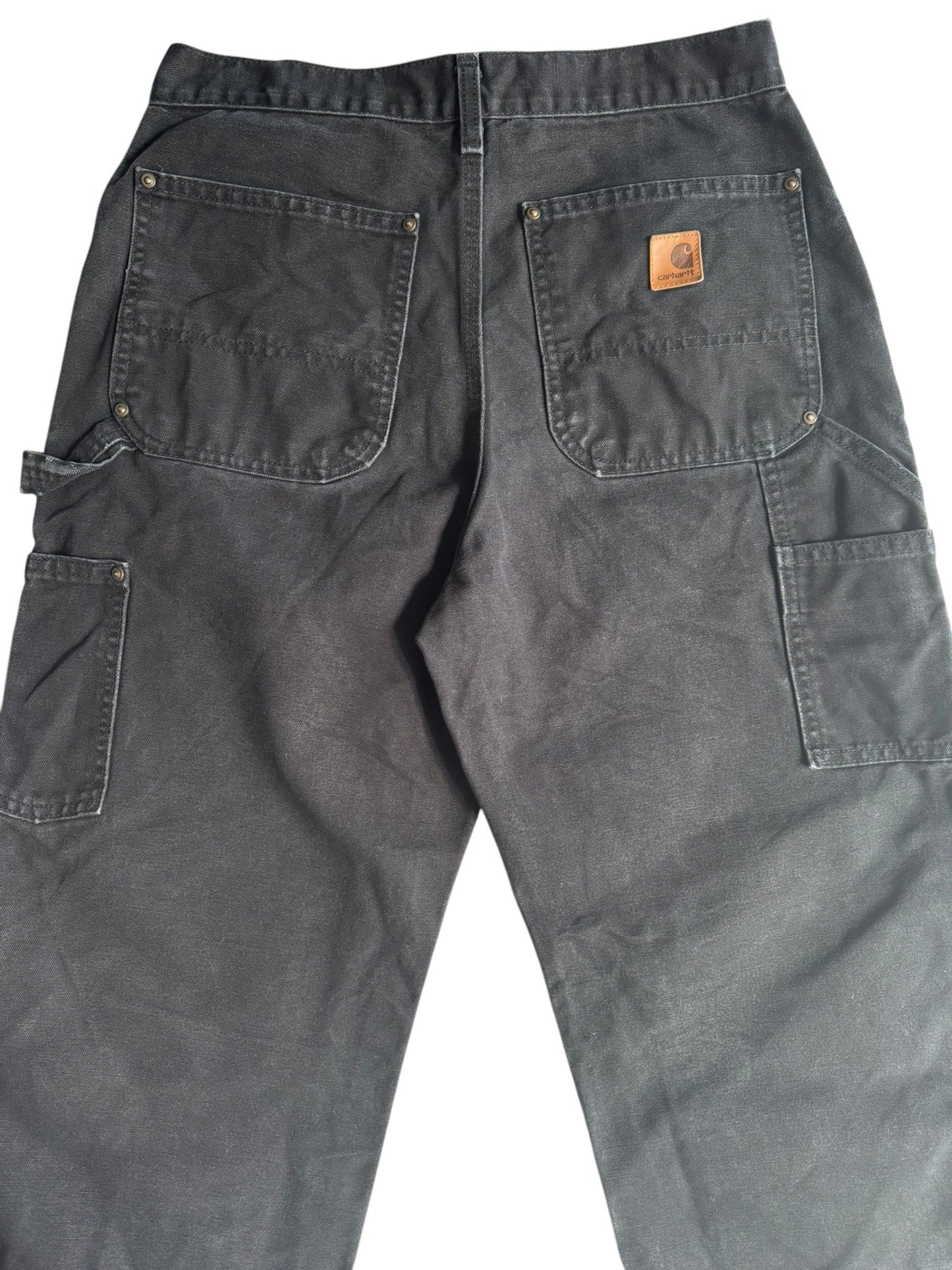 Carhartt B136 BLK  Duck Canvas Double Front Work Pants Black 31x32 (Fits 30x30)