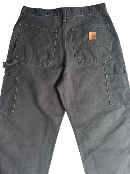 Carhartt B136 BLK  Duck Canvas Double Front Work Pants Black 31x32 (Fits 30x30)