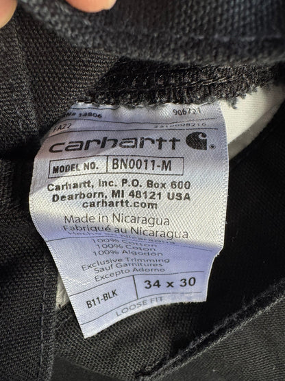 Carhartt B11 BLK Black Duck Canvas Loose Fit Carpenter Pants 34x30 (Fits 32x29)