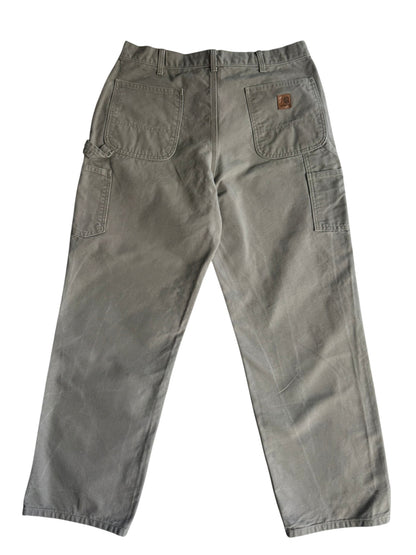 Carhartt B11 DES Beige Canvas Carpenter Workwear Pants Men's 36x32 (Fits 34x31)