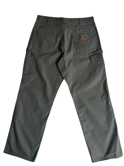 Carhartt B159-DMS Mens Green Canvas Carpenter Work Pants 34x30 Relaxed Fit 2011