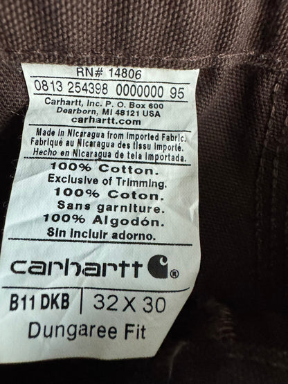 Carhartt B11 DKB Loose Fit Duck Work Dungaree Pants Men 32x30 Brown Vintage 2013