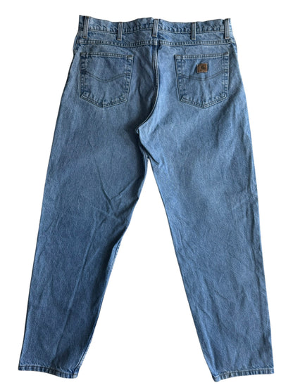 Carhartt B17 DST Relaxed Fit Tapered Leg Blue Denim Work Jean 40x32 (Fits 38x32)