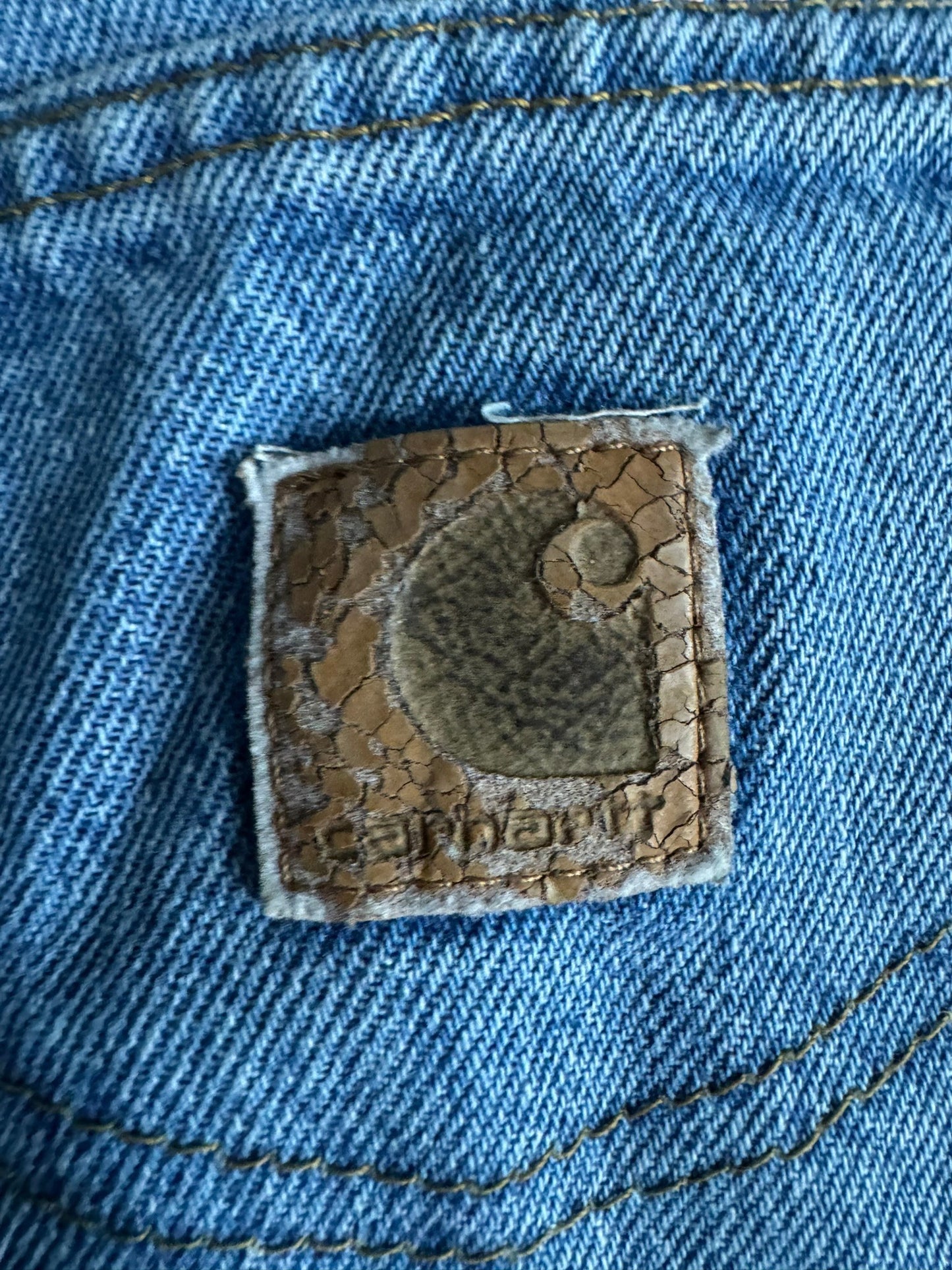 Carhartt B17 DST Relaxed Fit Tapered Leg Blue Denim Work Jean 40x32 (Fits 38x32)
