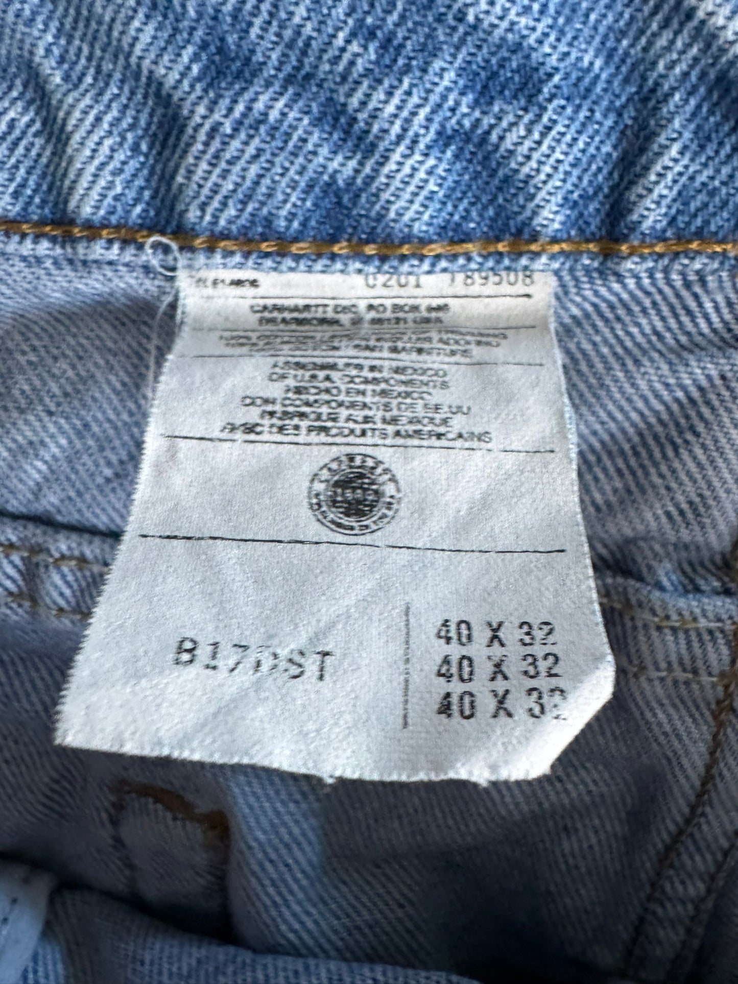 Carhartt B17 DST Relaxed Fit Tapered Leg Blue Denim Work Jean 40x32 (Fits 38x32)