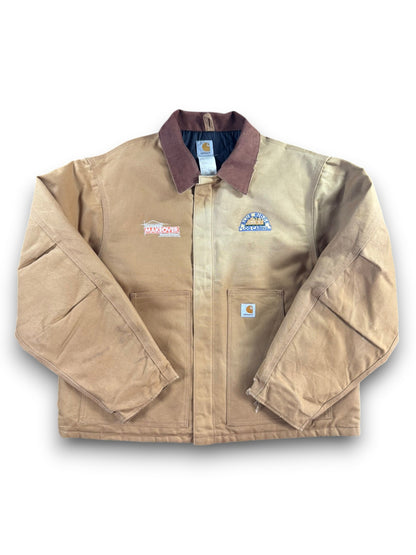 Vintage Carhartt J002 BRN Arctic Beige Duck Canvas Quilted Detroit Jacket Sz. XL