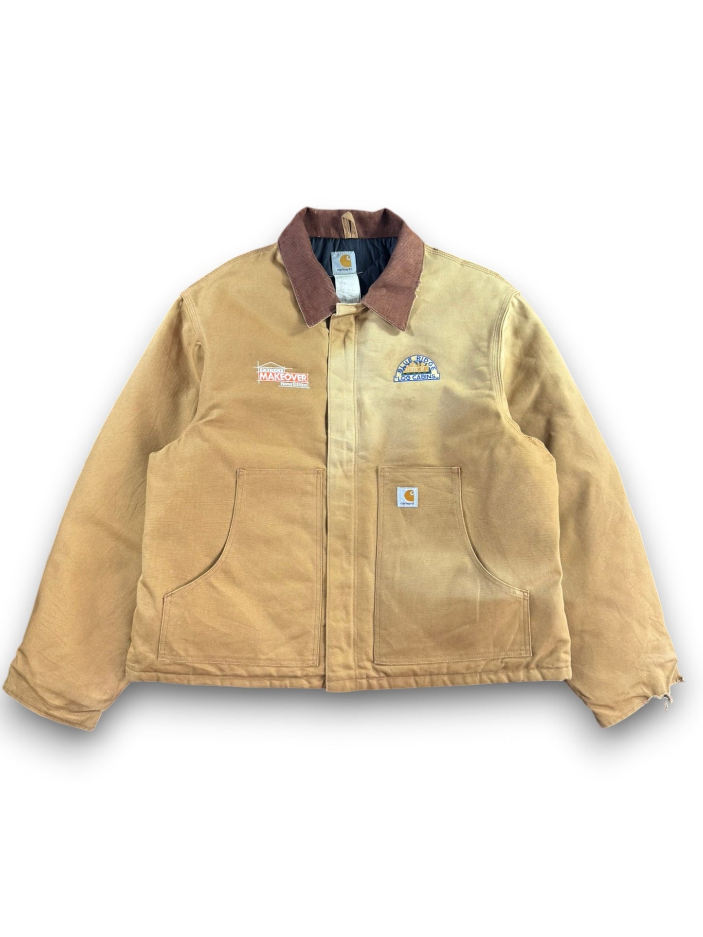 Vintage Carhartt J002 BRN Arctic Beige Duck Canvas Quilted Detroit Jacket Sz. XL