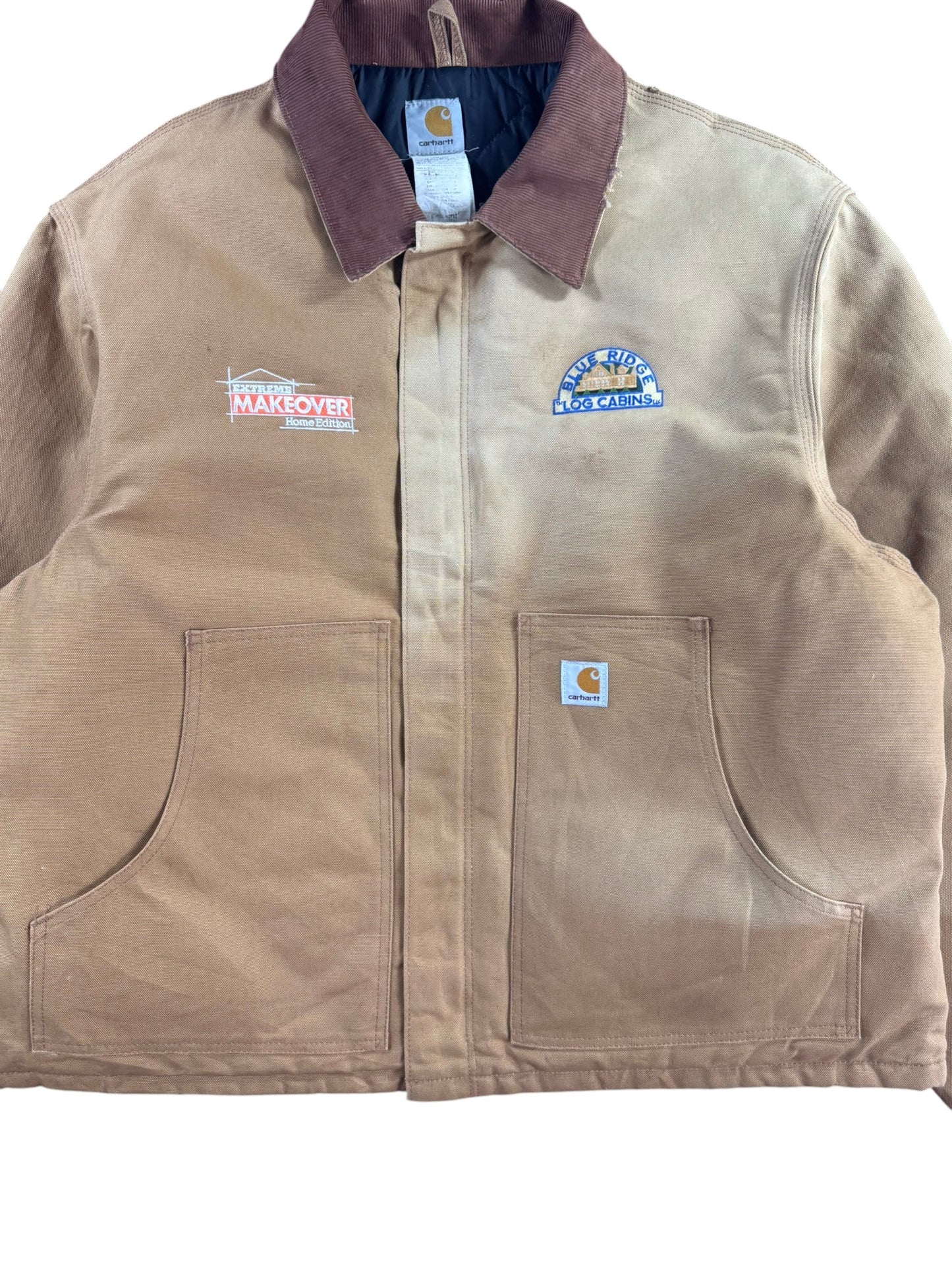 Vintage Carhartt J002 BRN Arctic Beige Duck Canvas Quilted Detroit Jacket Sz. XL